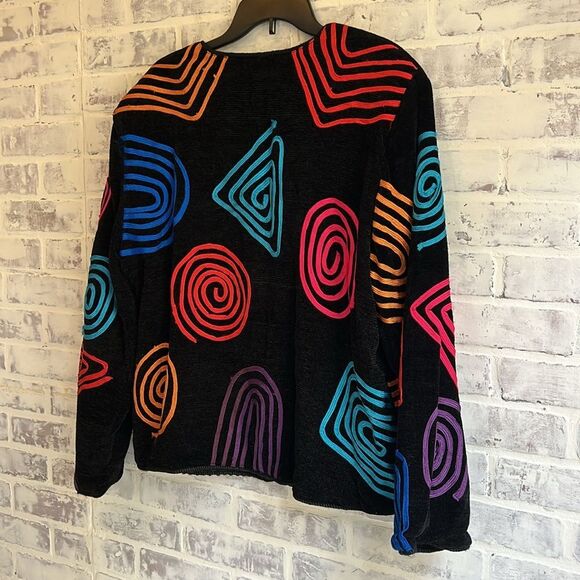 Vintage Women’s Jacket Allure Swirl Scribble Button Rainbow 80’s Jacket Size XL - Picture 5 of 15